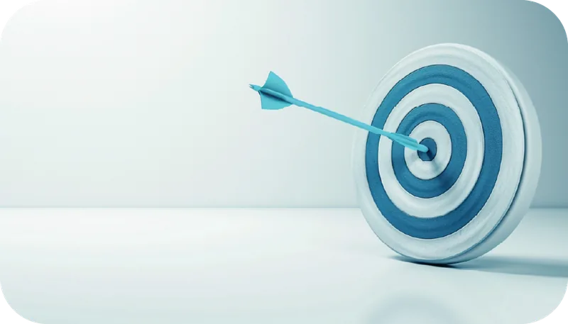 An arrow in the centre of a target